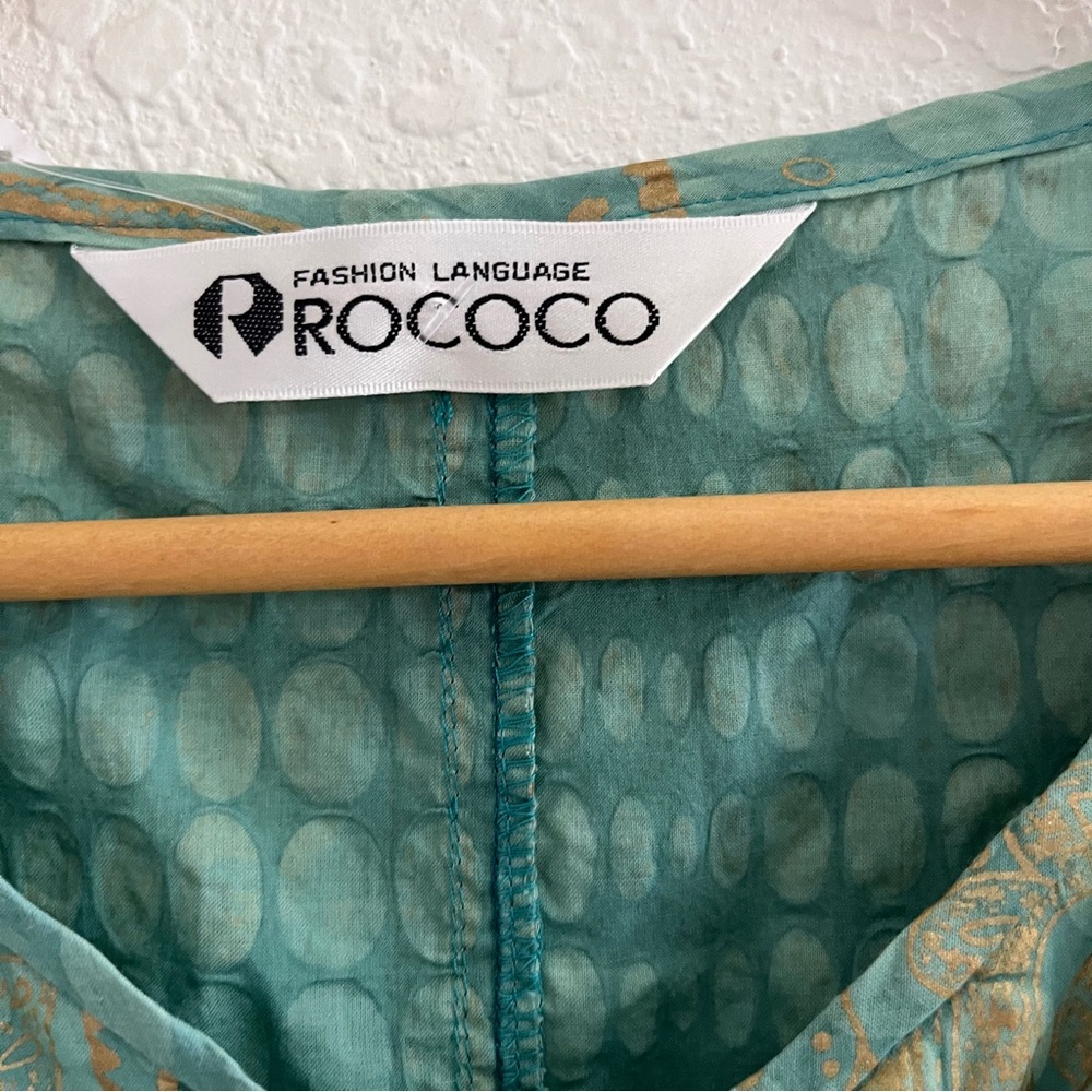 Rococo Turquoise/ Green and Gold Geometric Print MIDI Dress Size S/M - Picture 4 of 8